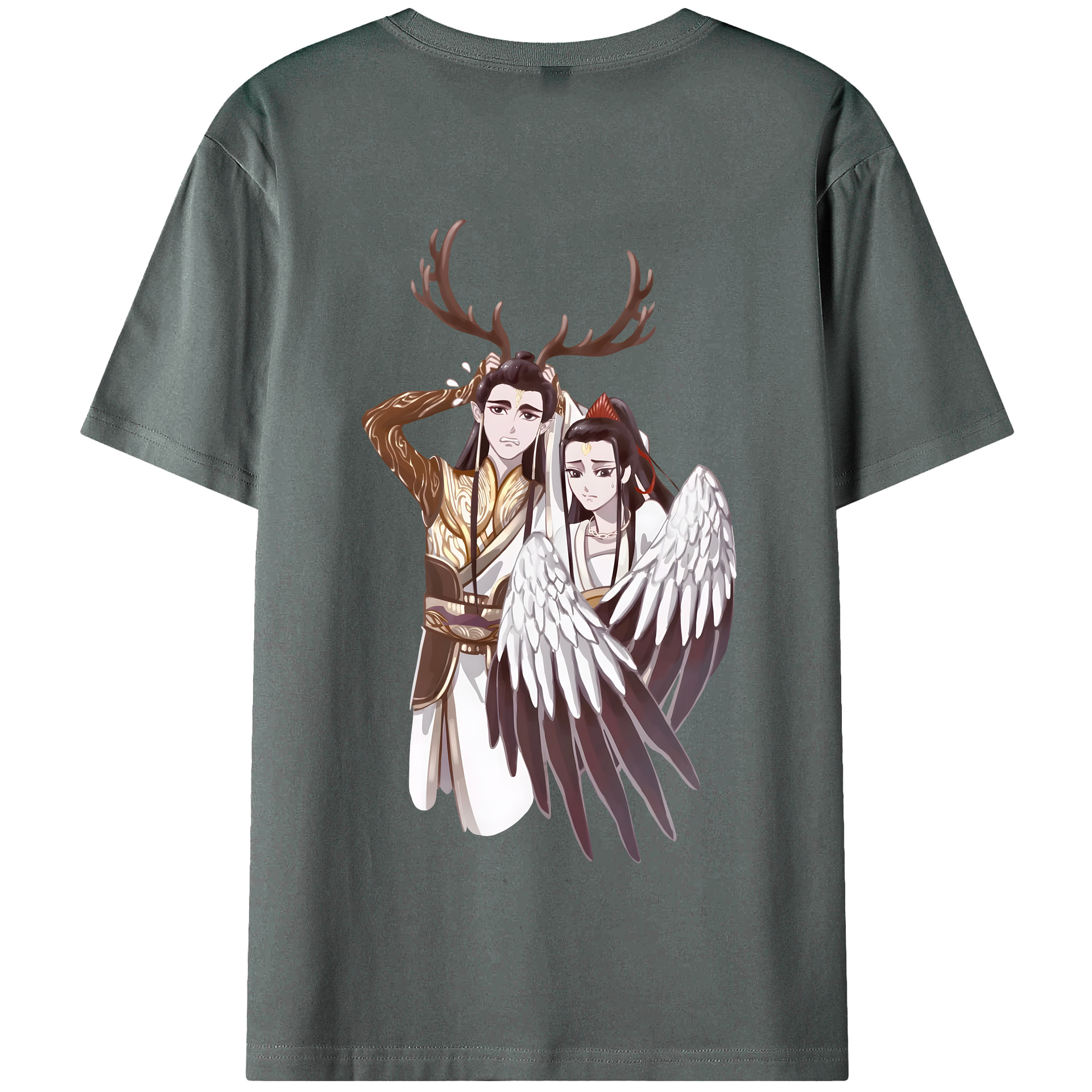 （画像用） Ne Zha 2 ナタ 魔童の大暴れ 綿100％半袖Tシャツ（背面プリント）